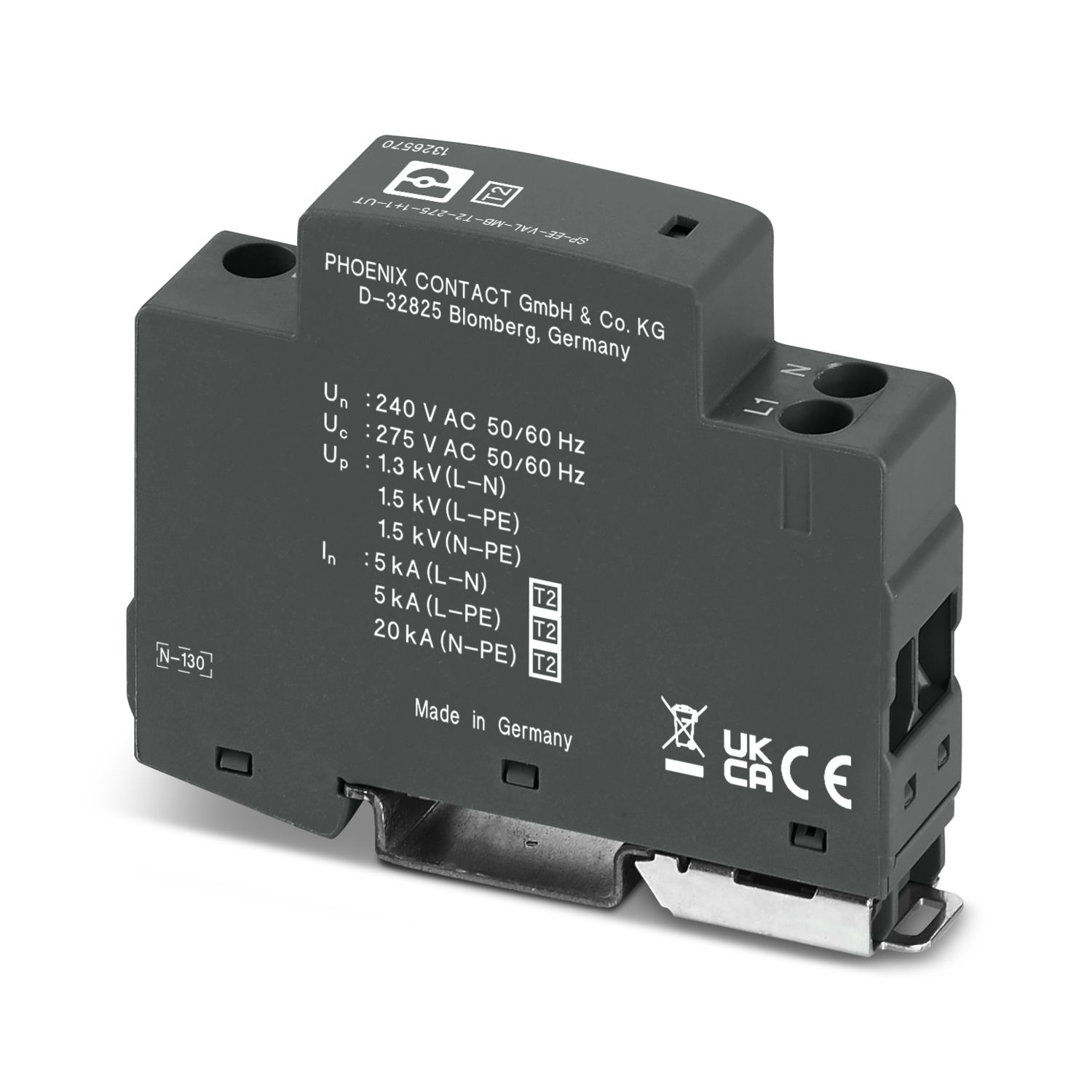 SP-EE-VAL-MB-T2-275-1+1-UT
Imax:  40KA
Uc:    275VAC
Up:    1.5KV